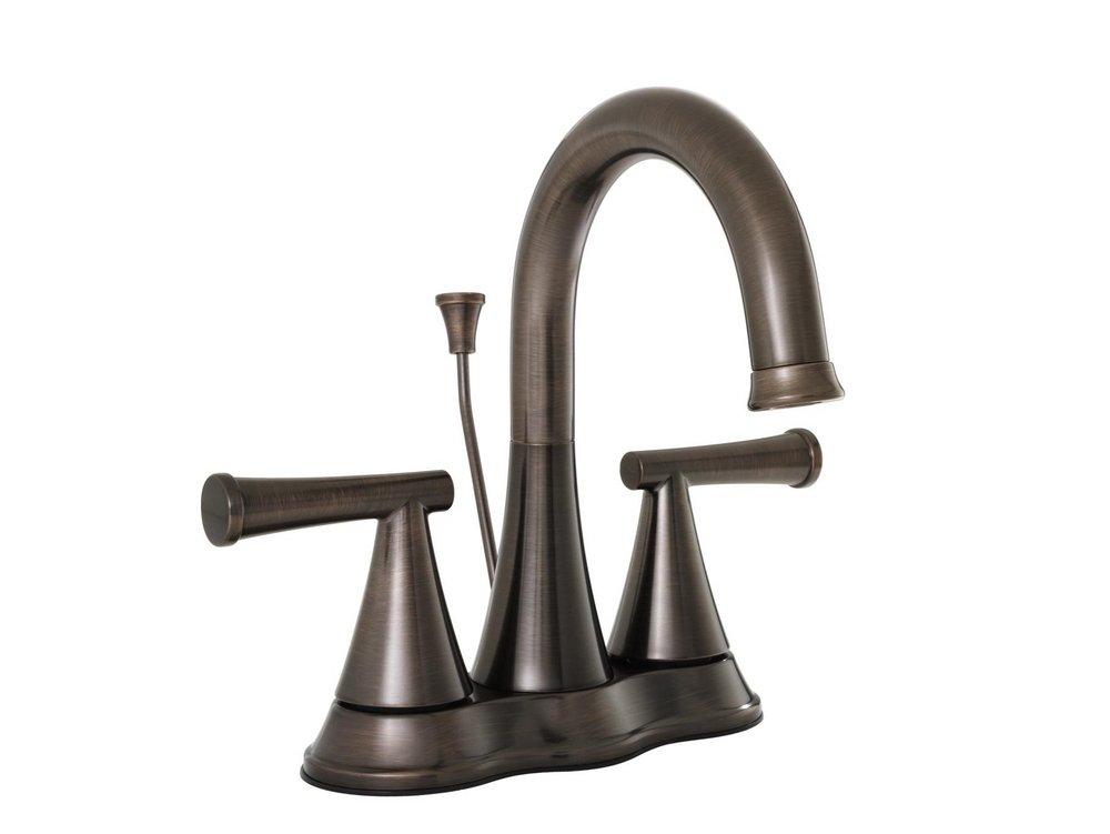 PROFLO&reg; Oil Rubbed Bronze Two Handle Centerset Bathroom Sink Faucet with Pop-Up Drain Assembly 