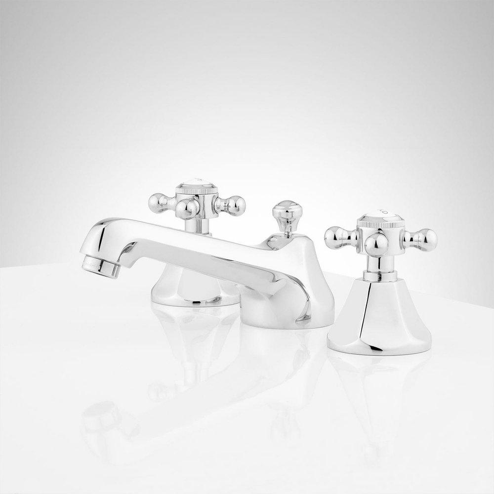 Signature Hardware Chrome Two Handle Widespread Bathroom Sink Faucet with Pop-Up Drain Assembly 