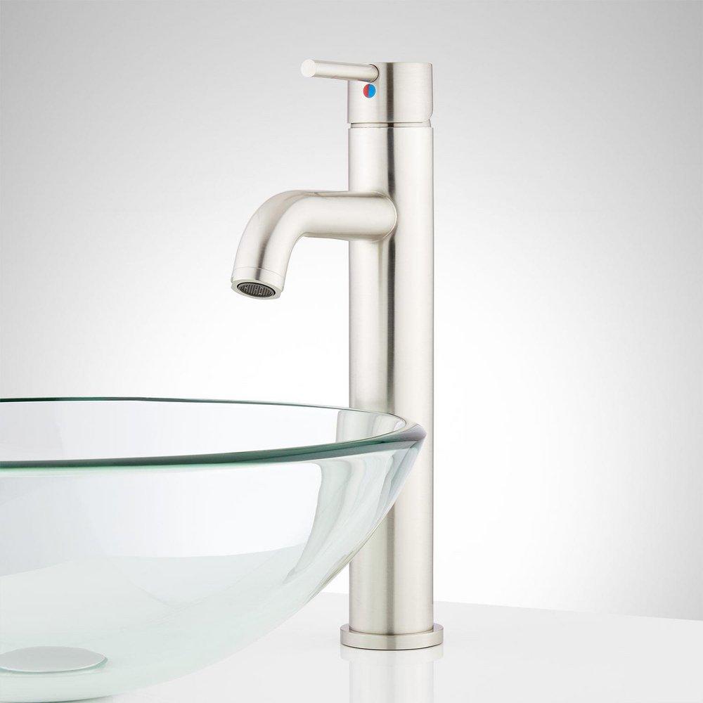 Signature Hardware Brushed Nickel Single Handle Vessel Filler Bathroom Sink Faucet 
