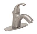 PROFLO&reg; Brushed Nickel Single Handle Monoblock Bathroom Sink Faucet with Escutcheon and Brass Pop-Up Drain Assembly 