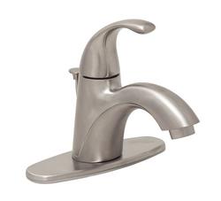 Single Handle Monoblock Bathroom Sink Faucet with Drain Assembly in Brushed Nickel