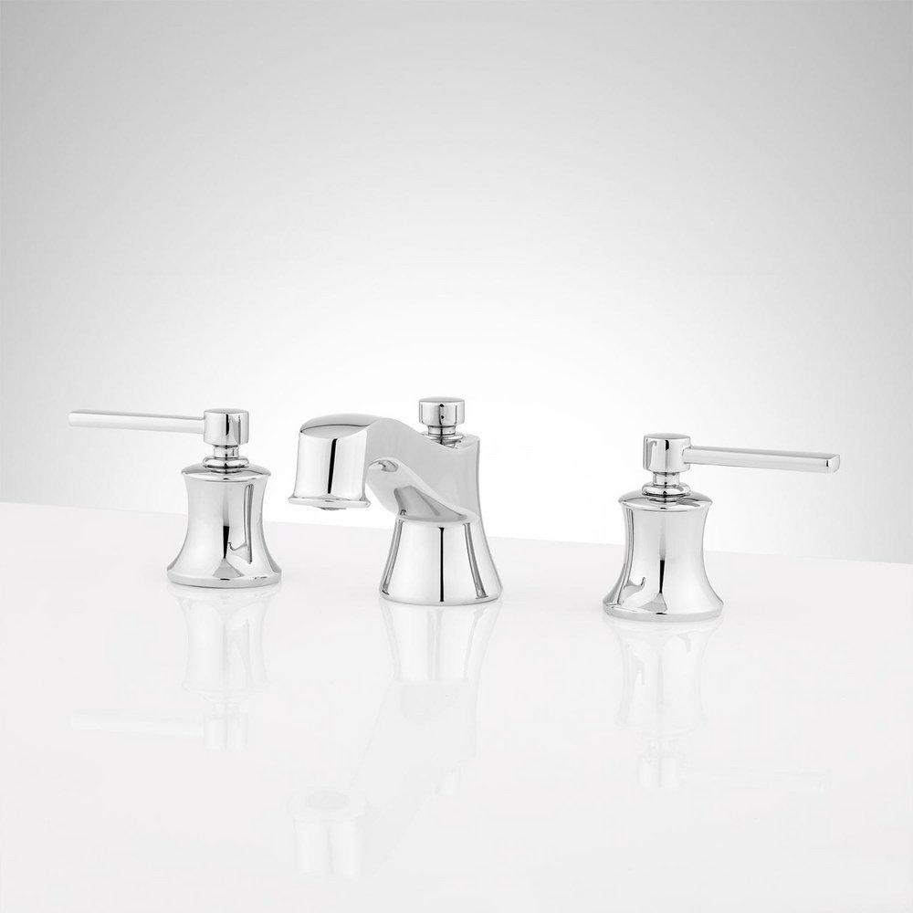 Signature Hardware Chrome Two Handle Widespread Bathroom Sink Faucet with Pop-Up Drain Assembly 