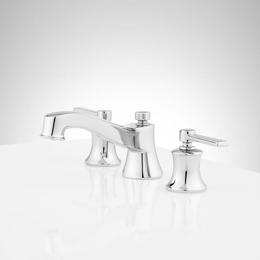 Signature Hardware Chrome Two Handle Widespread Bathroom Sink Faucet with Pop-Up Drain Assembly 
