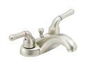 Two Handle Centerset Bathroom Sink Faucet with Pop-Up Drain Assembly in Brushed Nickel