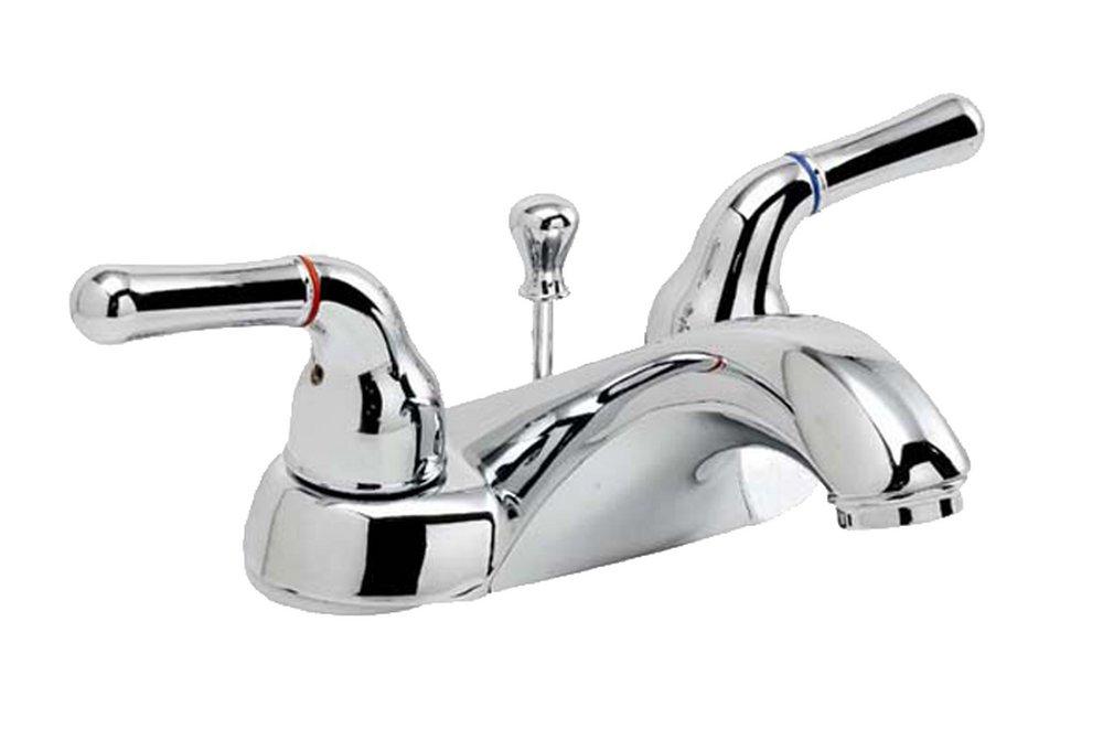 PROFLO&reg; Chrome Two Handle Centerset Bathroom Sink Faucet with Pop-Up Drain Assembly 