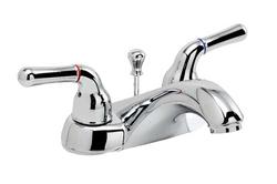 Two Handle Centerset Bathroom Sink Faucet with Drain Assembly in Polished Chrome