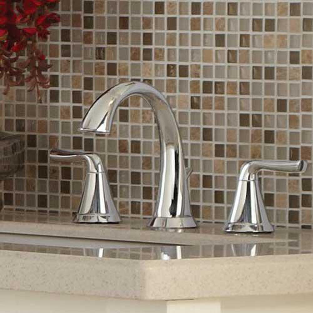 Signature Hardware Brushed Nickel Two Handle Widespread Bathroom Sink Faucet with Pop-Up Drain Assembly 