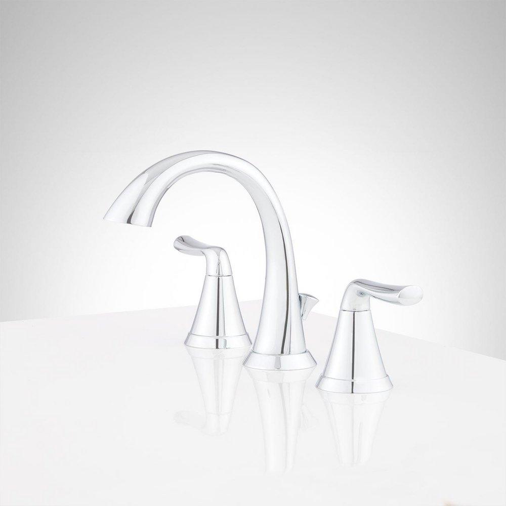 Signature Hardware Chrome Two Handle Widespread Bathroom Sink Faucet with Pop-Up Drain Assembly 