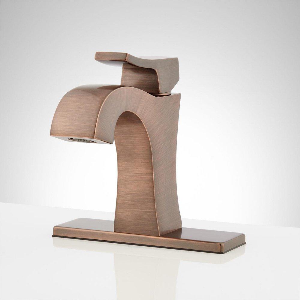 Signature Hardware Oil Rubbed Bronze Single Handle Monoblock Bathroom Sink Faucet 