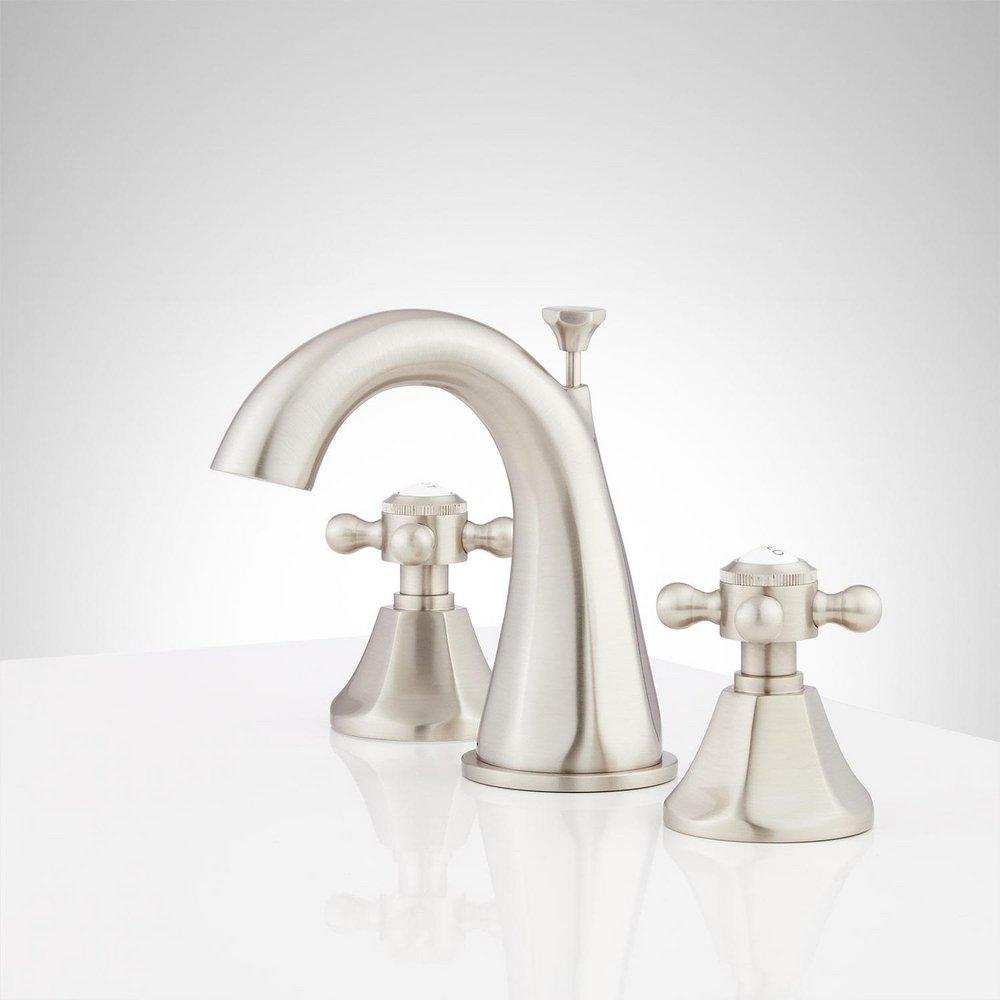 Signature Hardware Brushed Nickel Two Handle Bathroom Sink Faucet 