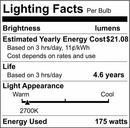 175W 5-1/3 in. BR38 Incandescent Light Bulb with a Medium E-26 Base Dimmable 