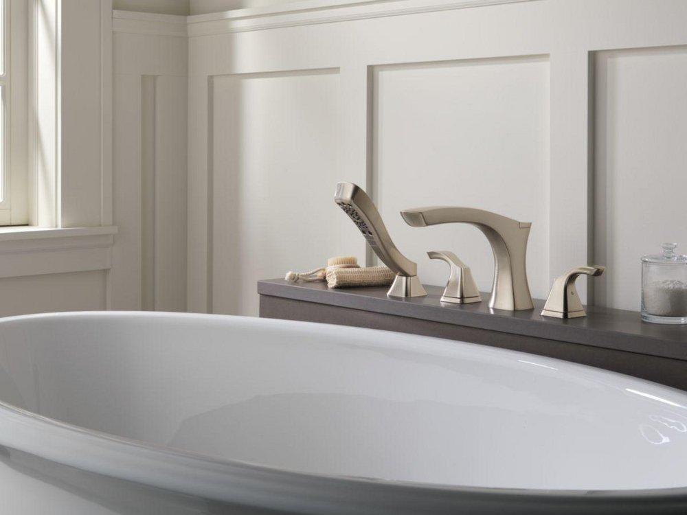 Delta Faucet Stainless Two Handle Roman Tub Faucet Trim Only 