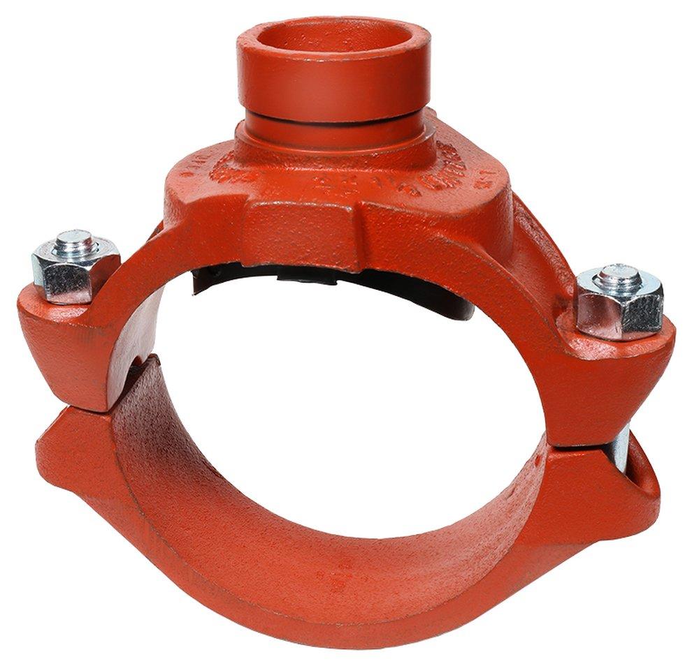 4 x 3 in. Grooved Reducing Rust Inhibiting Painted Ductile Iron Clamp Tee with Grade E EPDM Gasket 
