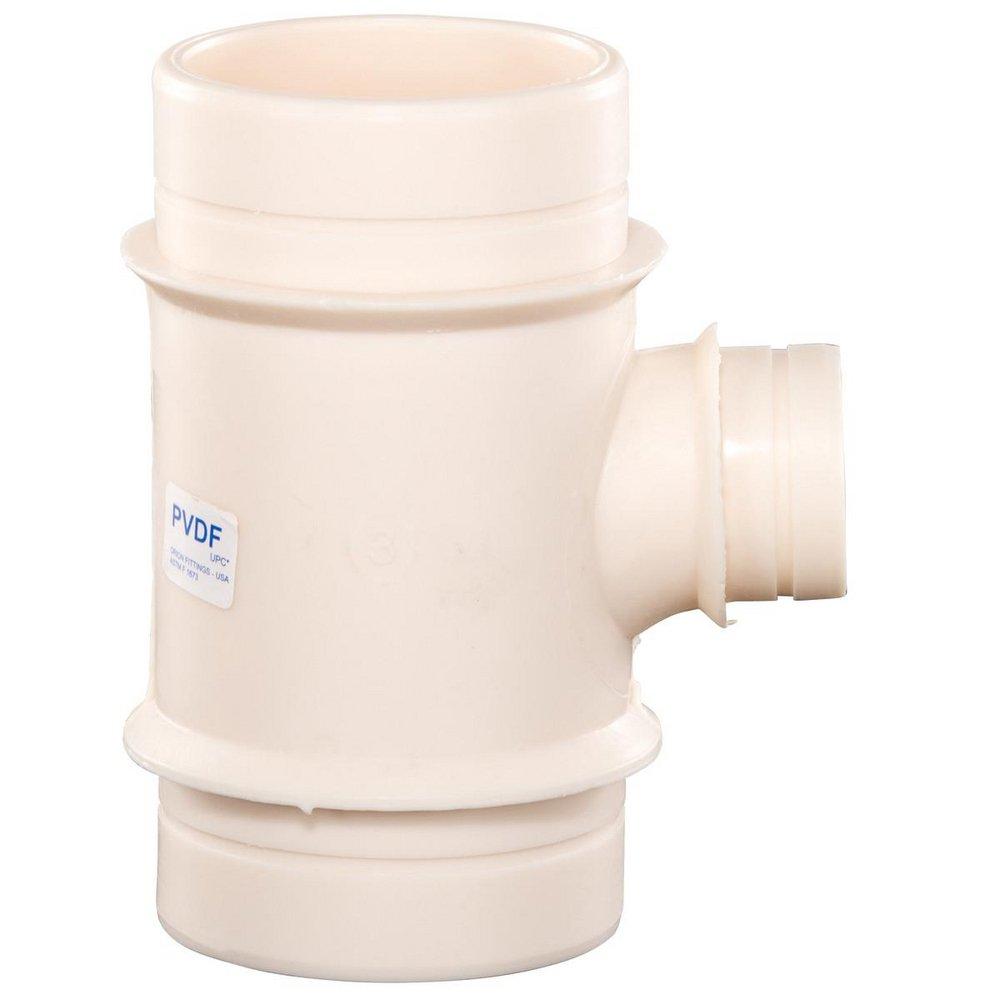 Orion Fittings Cream No-Hub Plain End Reducing and Sanitary PVDF Tee in Cream 