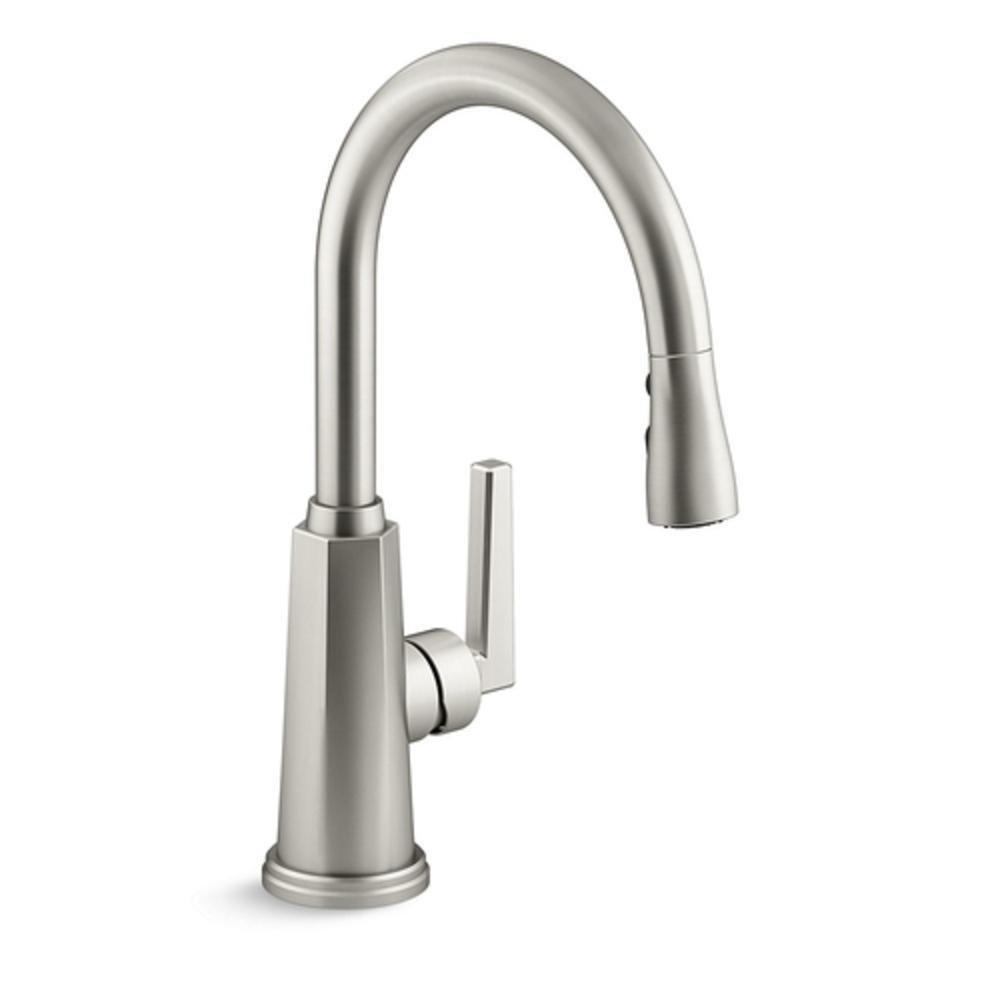 Kallista Brushed Nickel Single Handle Pull Down Kitchen Faucet 