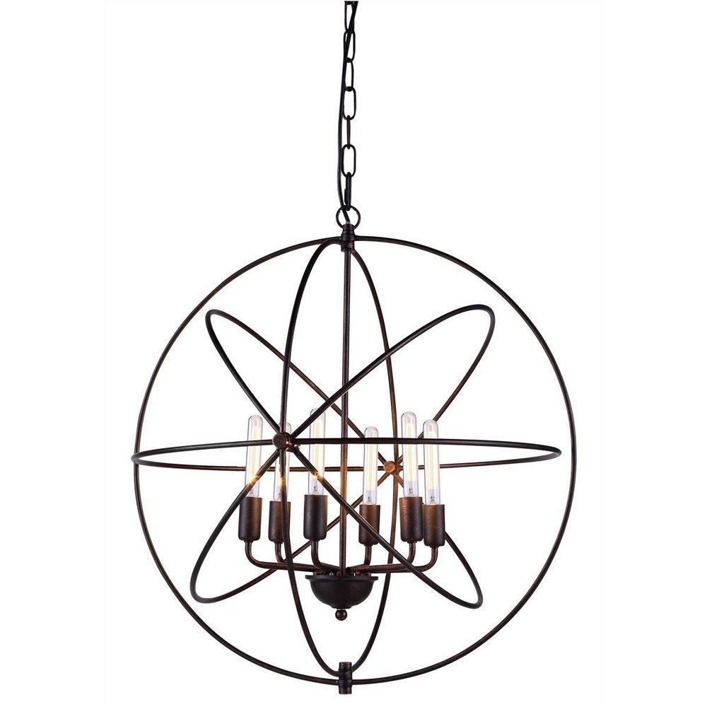 Elegant Lighting Dark Bronze 25 in. 60W 6-Light Candelabra E-12 Chandelier 