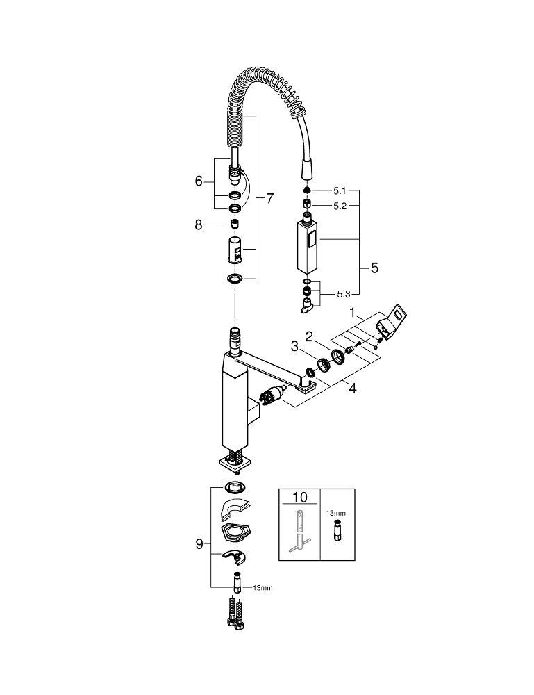GROHE SuperSteel Infinity&trade; Single Handle Pull Down Kitchen Faucet 