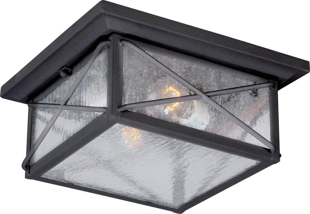 NUVO Textured Black 2-Light Outdoor Flushmount Fixture 