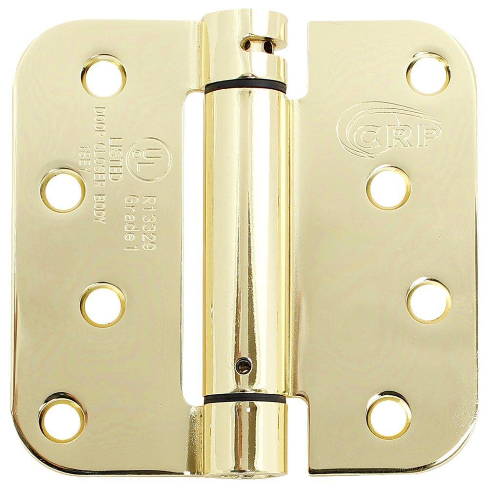 Cal-Royal Bright Brass 4 in. Full Mortise Round Corner Spring Hinge 