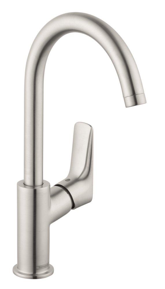 Hansgrohe Brushed Nickel Single Handle Monoblock Bathroom Sink Faucet 