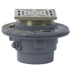 3 in. No Hub Cast Iron Floor Drain with 6 in. Square Nickel Bronze Strainer