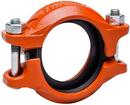 Victaulic Orange 4 in. Grooved Painted Ductile Iron Coupling with High Pressure EPDM Gasket 