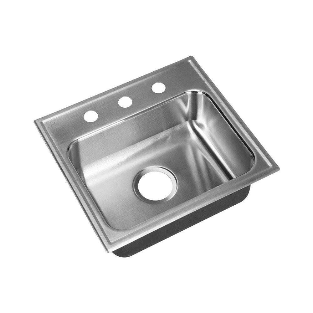Just Manufacturing Brushed Steel 19 x 17-1/2 in. Stainless Steel Single Bowl Drop-in Kitchen Sink in No. 4 