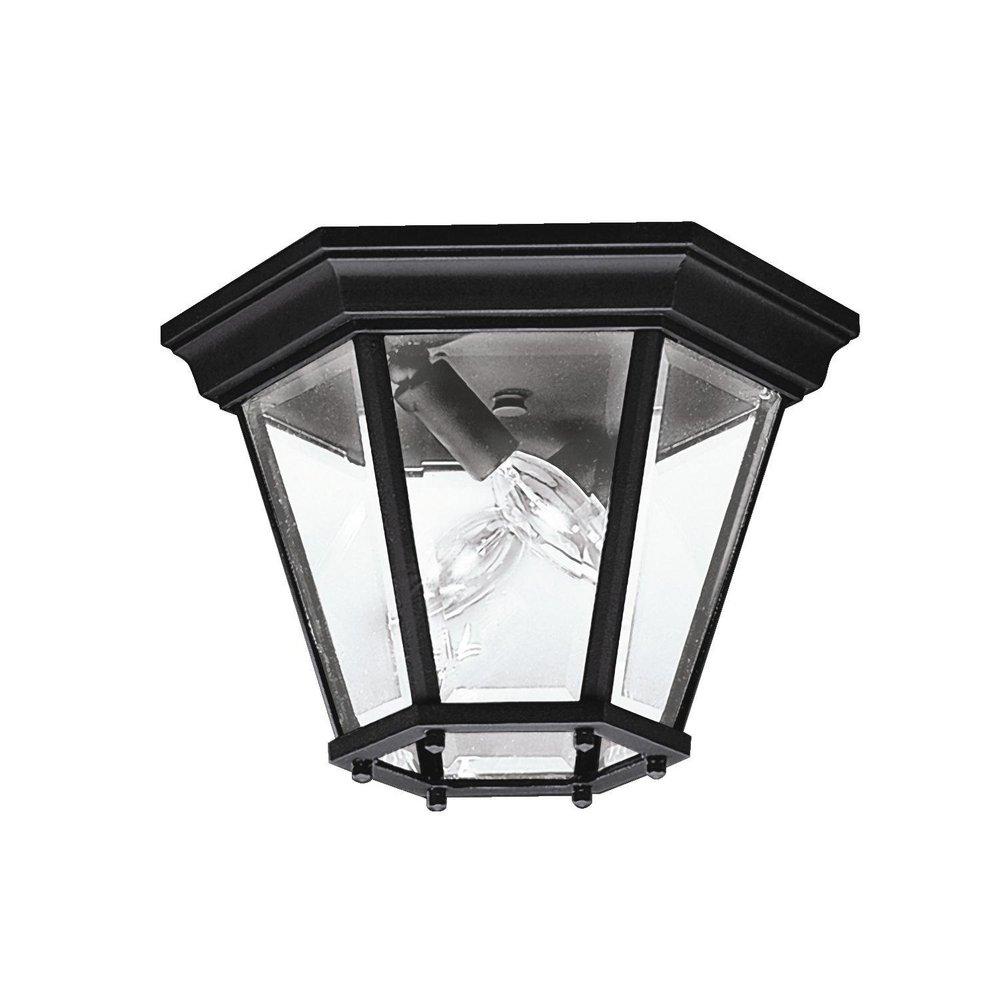 Kichler Lighting Black 60 W 2-Light Candelabra Outdoor Semi-Flush Mount Ceiling lantern 