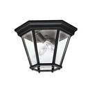 60 W 2-Light Candelabra Outdoor Semi-Flush Mount Ceiling lantern in Black