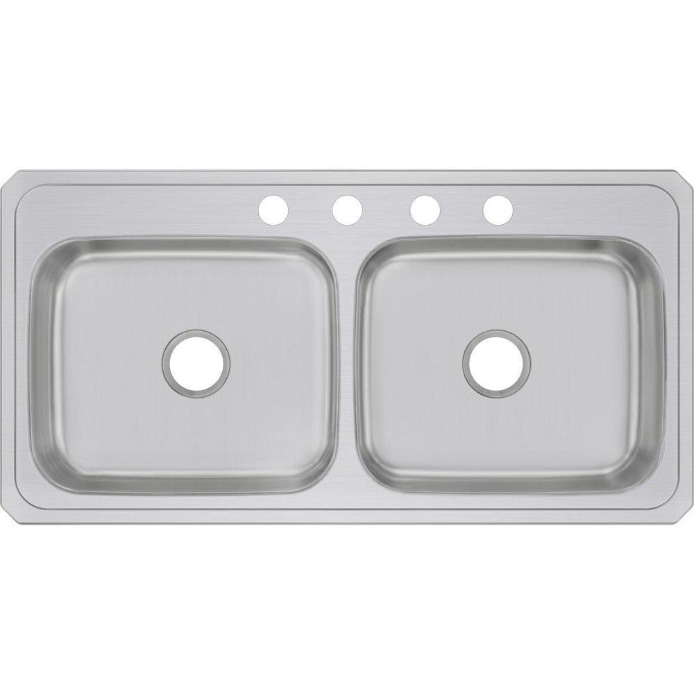 Elkay Brushed Satin 43 x 22 in. Stainless Steel Double Bowl Drop-in Kitchen Sink in Brushed Satin 