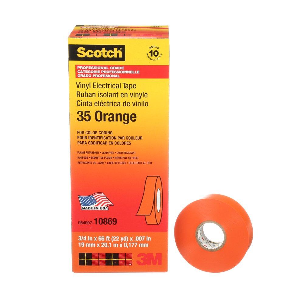 3M&trade; Scotch&reg; Orange 3/4 in. Electric Insulation Tape in Red 