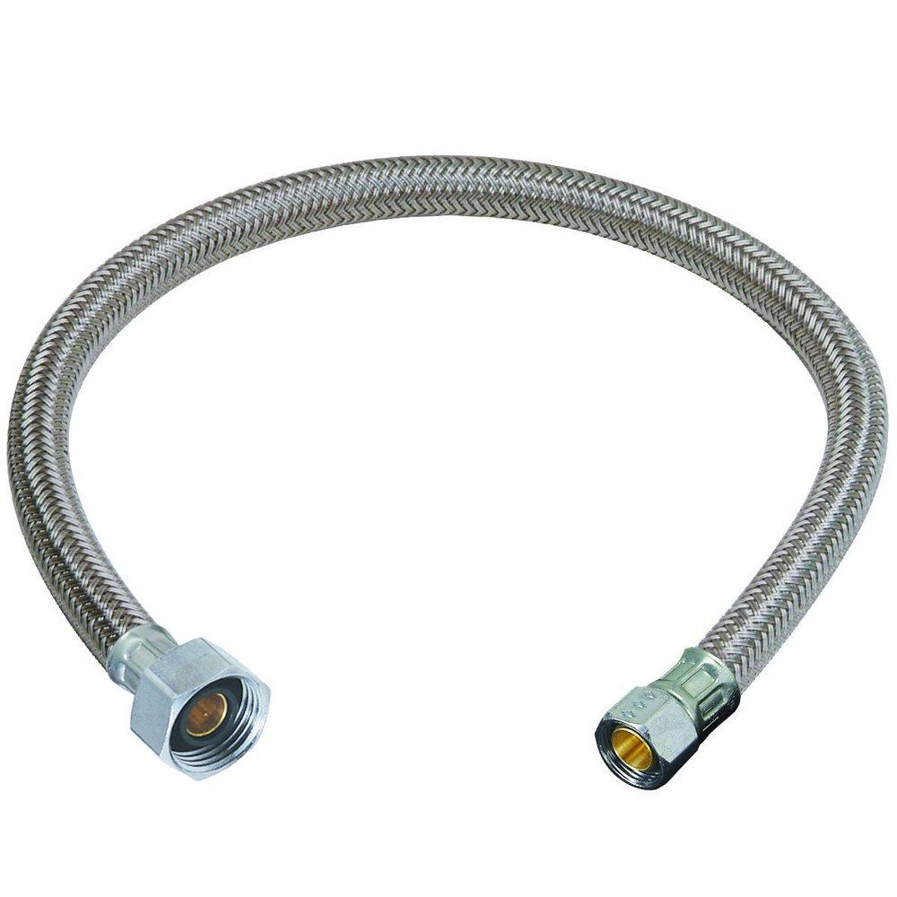 BrassCraft Silver 3/8 in x 1/2 in. Braided PVC Sink Flexible Water Connector 