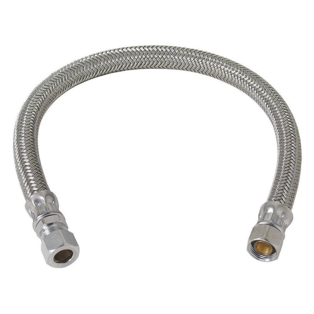 BrassCraft Silver 3/8 in. Braided PVC Sink Flexible Water Connector 