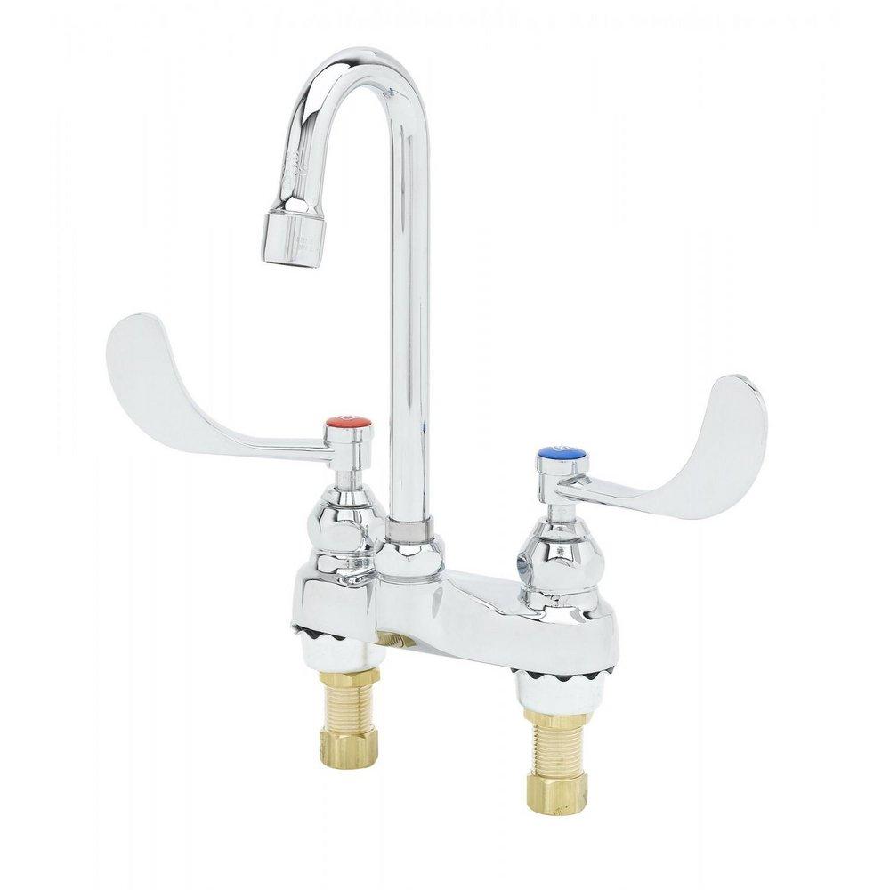 T&S Brass Chrome Plated Two Handle Centerset Bathroom Sink Faucet 
