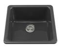 KOHLER Black Black&trade; 20-7/8 x 20-7/8 in. No Hole Cast Iron Single Bowl Dual Mount Kitchen Sink 