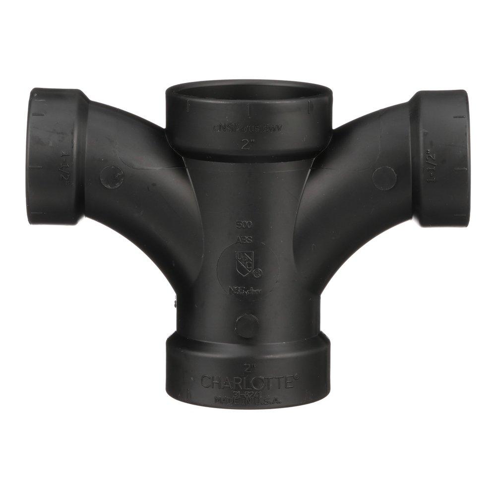 Black ABS DWV Double Fixture Tee 