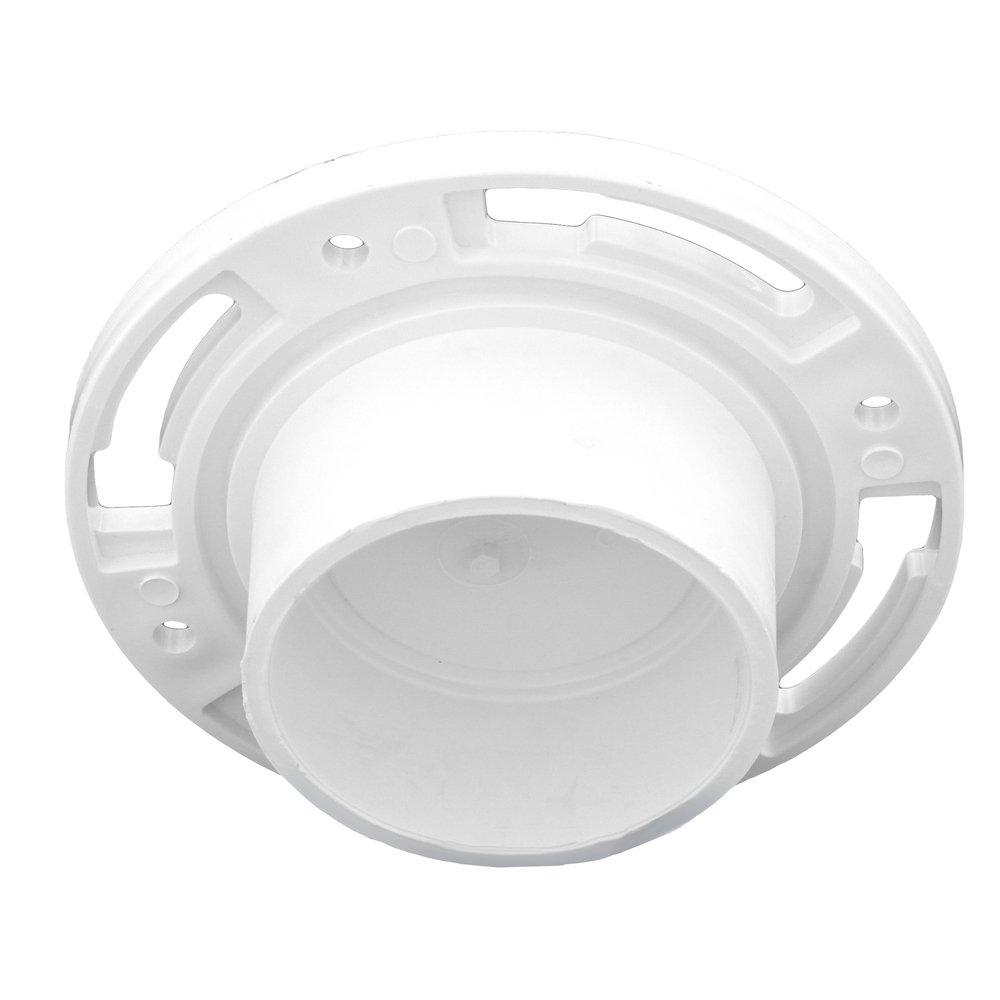 White Inside 4 in. or Over 3 in. Pipe PVC DWV Flush Closet Flange with Knockout 
