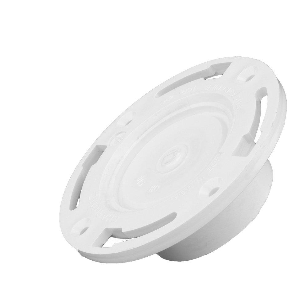 White Inside 4 in. or Over 3 in. Pipe PVC DWV Flush Closet Flange with Knockout 