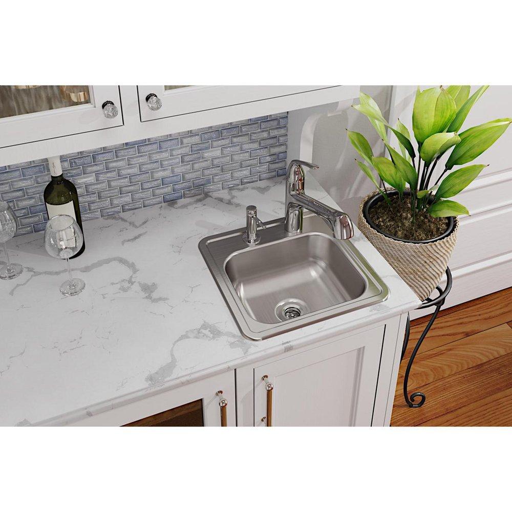 Kingsford Satin 15 x 15 in. 2 Hole Drop-in Stainless Steel Bar Sink 