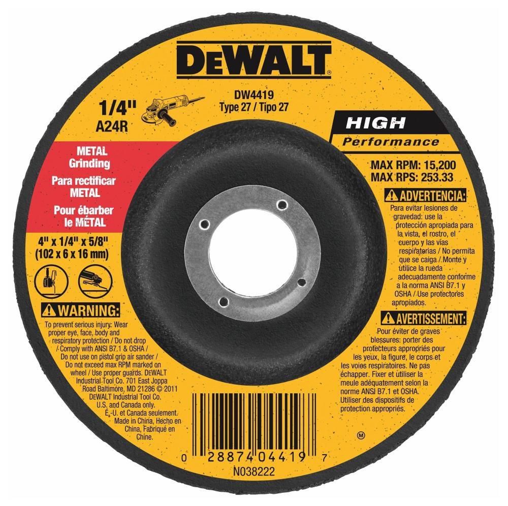 DEWALT Yellow 1/4 in. Grinding Wheel 