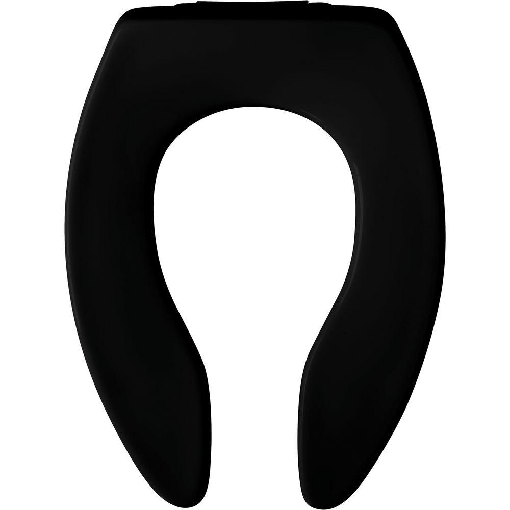 Bemis Black Plastic Elongated Open Front Less Cover Toilet Seat 