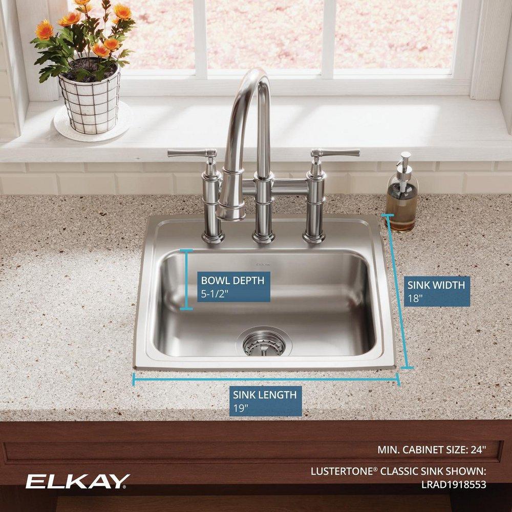 Elkay Lustrous Satin 19 x 18 in. Stainless Steel Single Bowl Drop-in Kitchen Sink in Lustrous Satin 