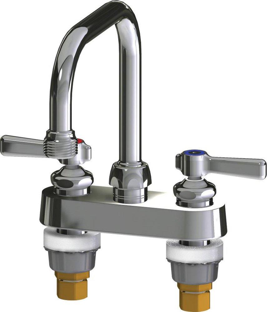 Chicago Faucets Polished Chrome Not For Potable Use 4 Lever SINK Faucet Chrome 