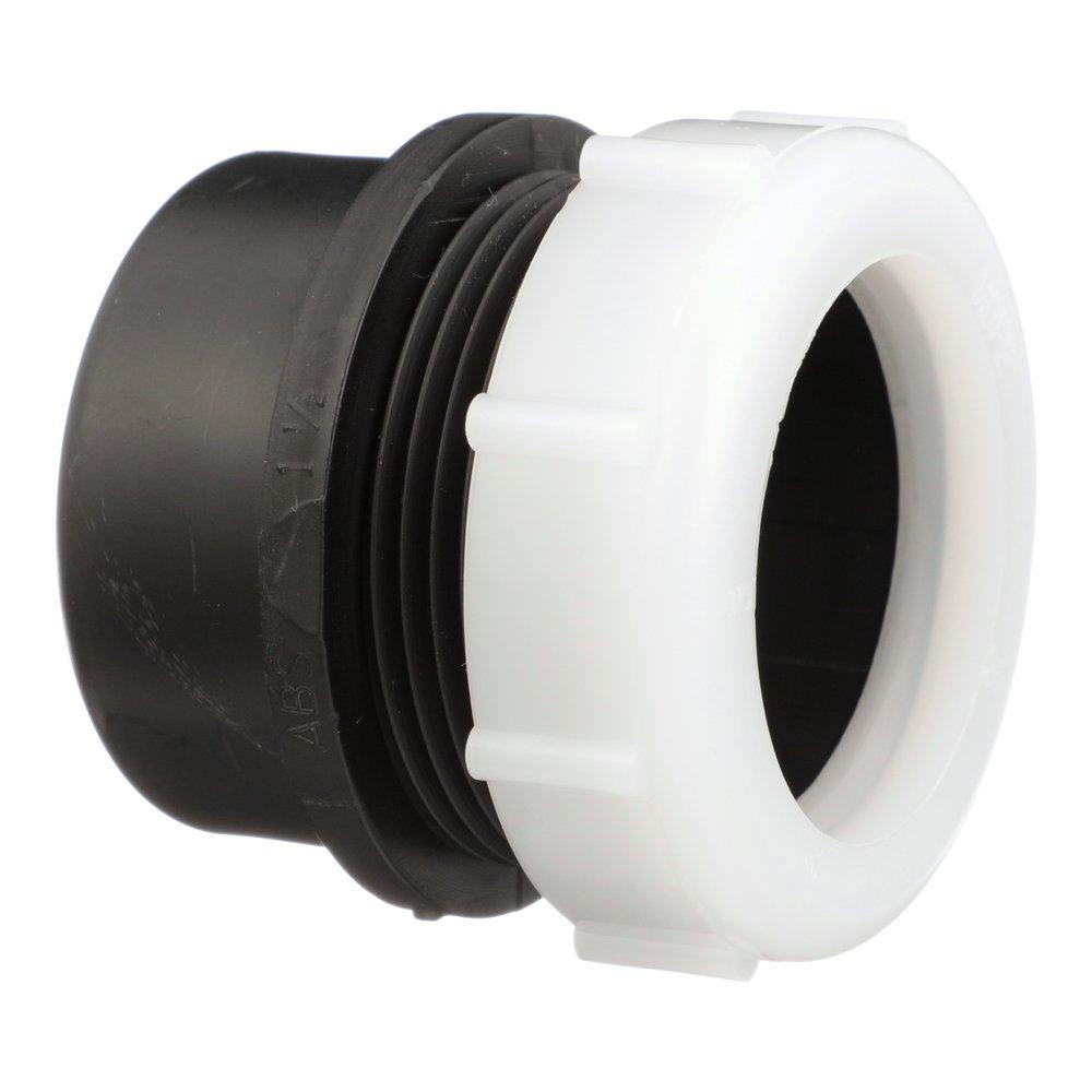 Black ABS DWV Slip Joint Male Trap Adapter with Washer & Polyethylene Nut 