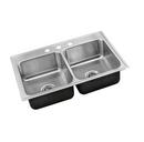 33 x 22 in. 4 Hole Stainless Steel Double Bowl Drop-in Kitchen Sink in No. 4