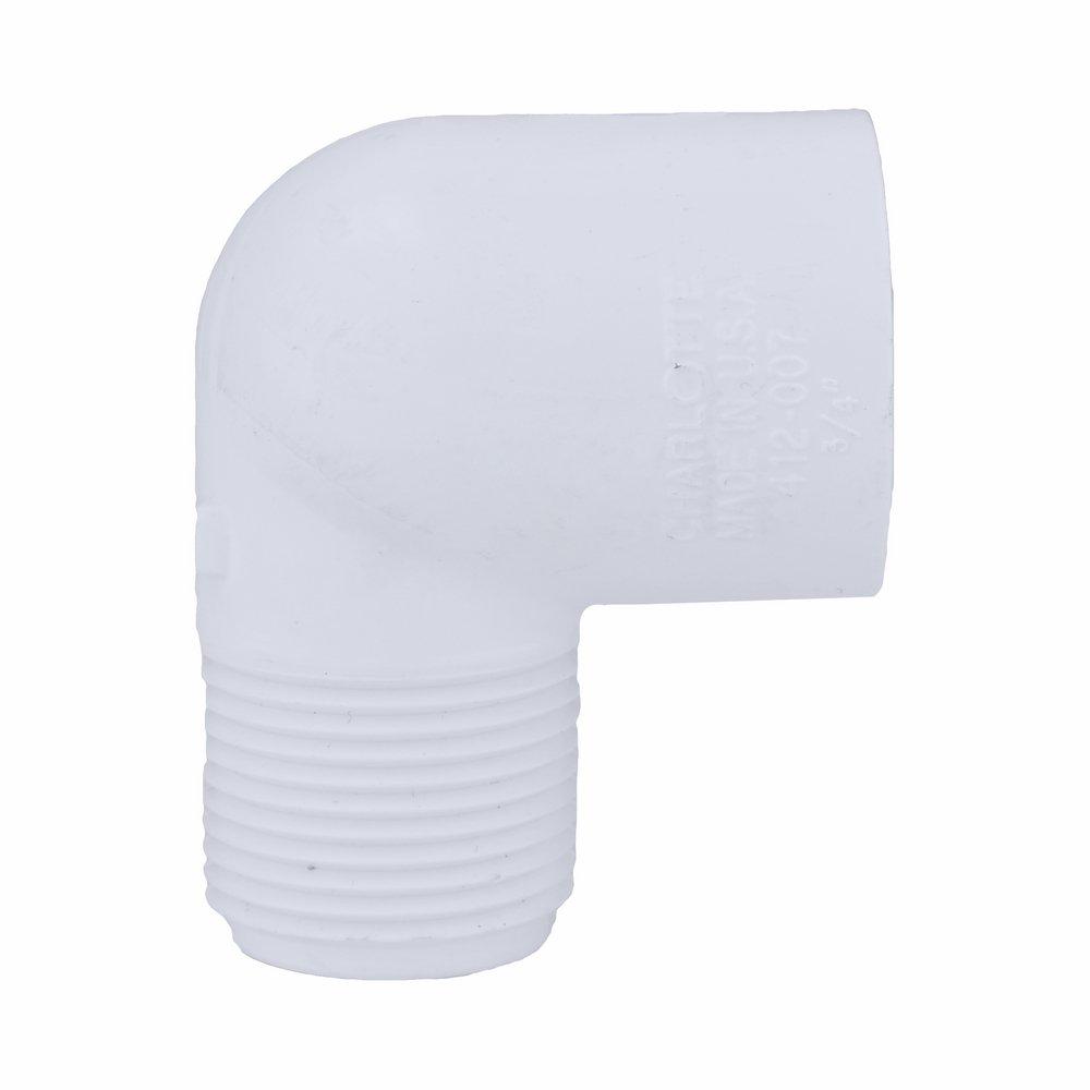 White PVC Schedule 40 90&deg; MPT x FPT Elbow 