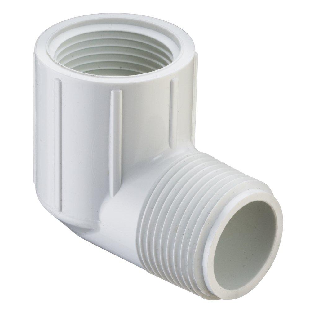 White MIPT x FIPT Straight Schedule 40 PVC 90 Degree Elbow 