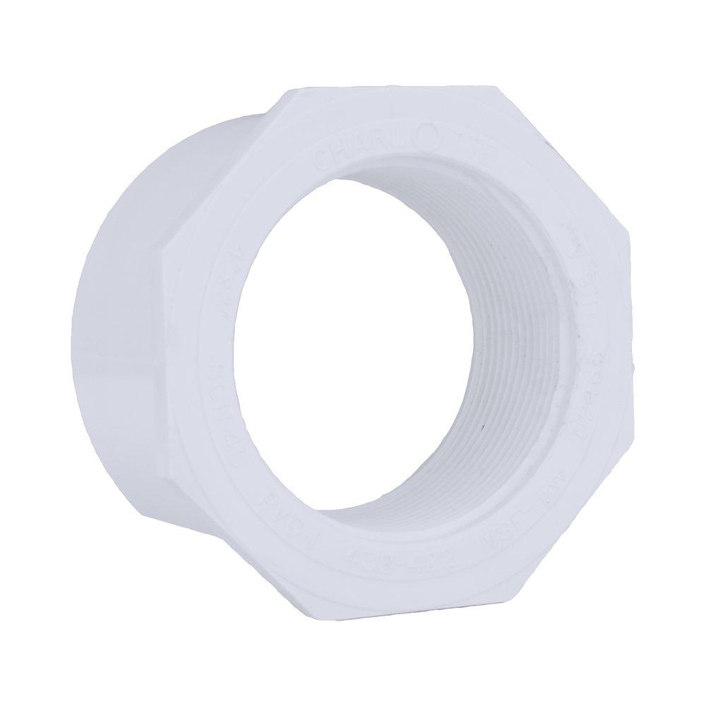 White PVC Schedule 40 Female Bushing 
