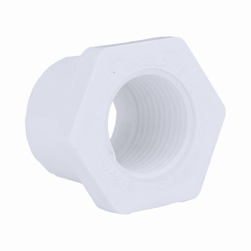 White PVC Schedule 40 Female Bushing 