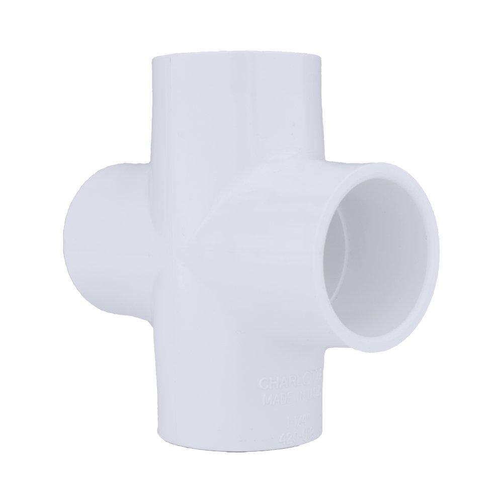 White PVC Schedule 40 Cross Tee 
